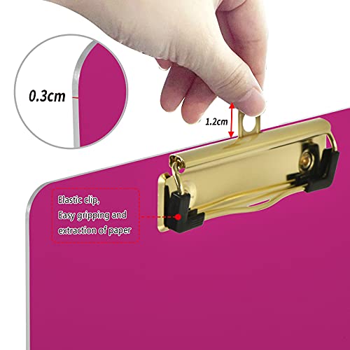 Wellday Clipboard Plain Deep Magenta Solid Color Letter Size 12 X 9.5 Inch Clipboards Refillable A4 Standard Size Hardboard With Clip Pvc Board For Office Worker Coach School #TOP2