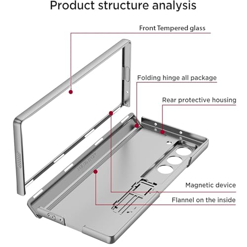 Image of Kapa Magnetic Hinge with Inbuilt Stand Case for Samsung Galaxy Z Fold 6 | Shockproof Stand Hybrid Bumper Back Cover (Silver)