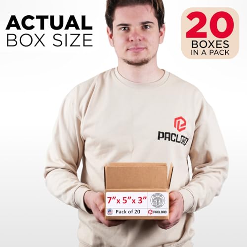 Image of Small Cardboard Boxes 7 inchL x 5 inchW x 3 inchH (Pack of 20) - USA-Made Packing Boxes for Moving, Shipping, or Storage - USPS, UPS, FedEx Approved - Professional Packing Supplies for Moving
