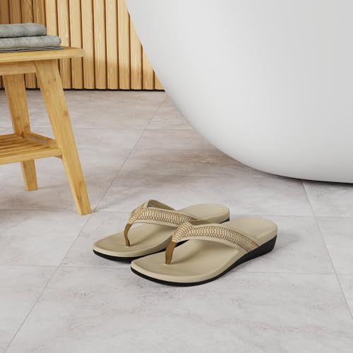 Image of MEGNYA Womens Orthotic Flip Flops, Plantar Fasciitis Sandals for Flat Feet with Arch Support Thong Style Flip Flops, Comfortable Walking Sandals for Beach, Vacation