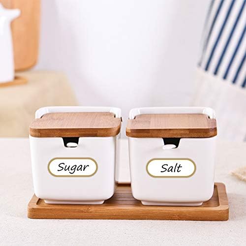 Labels for Jars 192Pcs Removable Labels Stickers Waterproof Self Adhesive Kitchen Labels with Gold Border, 4 Sizes to Match Your Needs with No ResidueGreat for Jam & Chutney Preserving Jars (Gold)