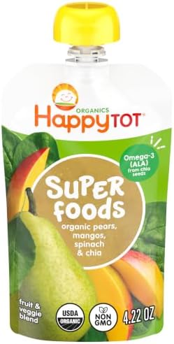 HAPPY TOT SuperFoods, Stage 4, Pear Mango Spinach, 4.22oz