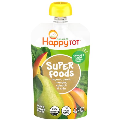 HAPPY TOT SuperFoods, Stage 4, Pear Mango Spinach, 4.22oz