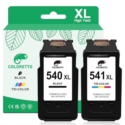 COLORETTO tinta para Canon 540 541 XL Compatibles con pixma MG3650S TS5150 MG3650 MG3250 MG3150 MG2250 MX535 MX375 MX475 TS5151TS5100 TS5140 TS5151 Cartuchos para Canon PG 540XL CL 541XL Negro y Color