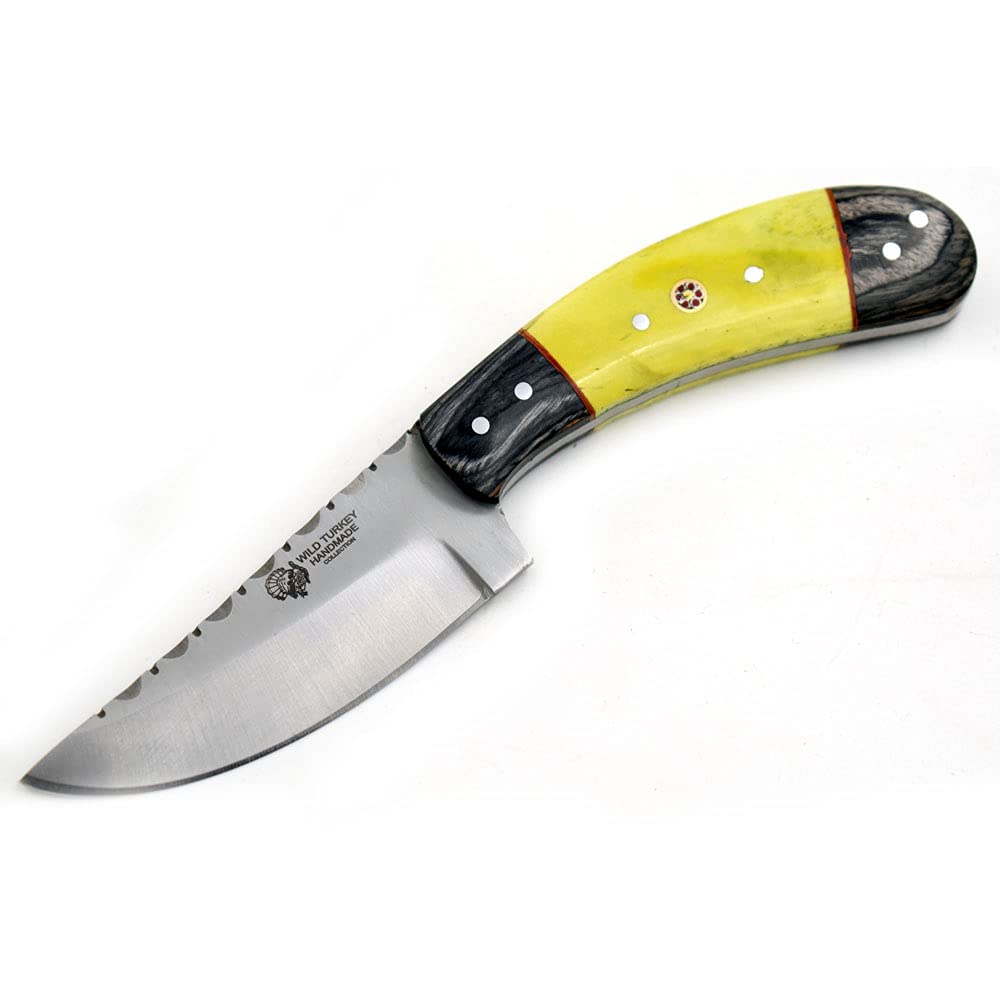 Wild Turkey Handmade Collection Full Tang Fixed Blade Hunting Knife w/Genuine Leather Sheath