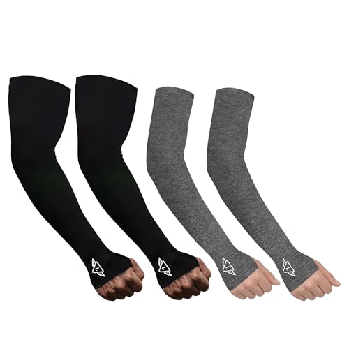 Image of Osmo Fabric Arm Sleeves With Thumb Extension for Men & Women | SPF 50+Sun Protection | Breathable Compression Arm Sleeves with Thumb Hole for Running,Cycling,Gym & Driving