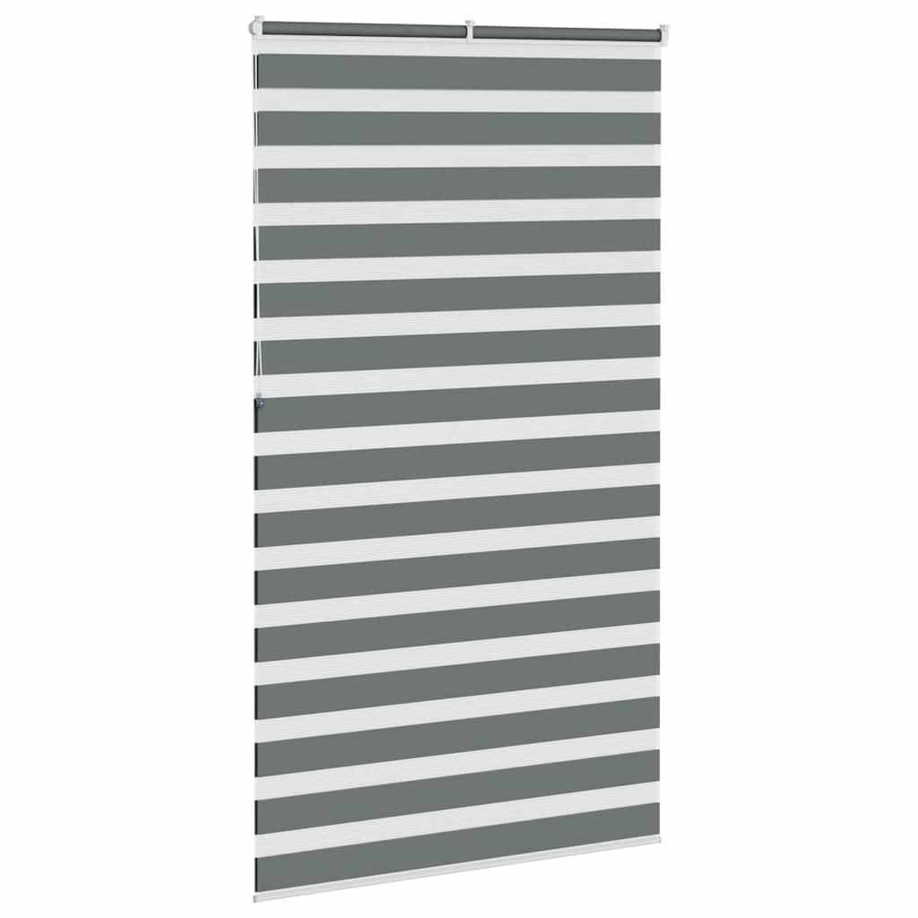 Tenda a rullo zebrata, tessuto grigio scuro, larghezza 130,9 cm, poliestere | Traslucido e opaco, doppio strato, montaggio senza foratura, catena regolabile, facile da pulire