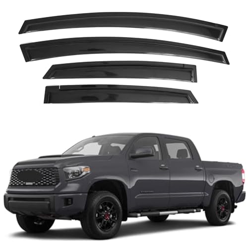 IMMORTAL GROUP Window Visor Compatible with Toyota Tundra Crewmax 2007-2021, Rain Guard Tape-On Extra Durable Sun Wind Air Side Vent Window Deflector, 07 08 09 10 11 12 13 14 15 16 17 18 19 20 21