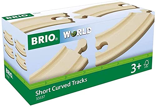 BRIO World Short Curved Wooden Train Track for Kids Age 3 Years Up - Compatible with all BRIO Railway Sets & Accessories