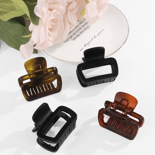 Matte Medium Hair Clips for Women 4Pcs 2.2 Inch Unbreakable Square Rectangle Hair Claw Clips for Thin Hair & Fine Hair High end U-shaped Spring Non-slip Short Hair Accessorie — view 4