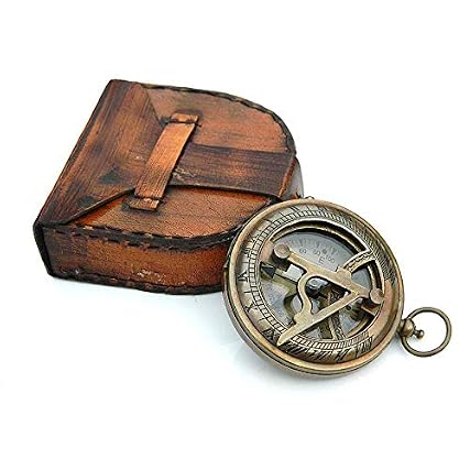 Personalized Vintage Sundial Compass with Leather Case,Brass Compass,Gift for Him,Engraved product