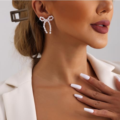 Gold Bow Knot Stud Earrings for Women Pearl Earrings Small Tiny Simple Bow Earrings Jewelry2