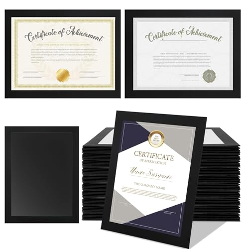 60 Pcs 8.5 x 11 Paper Diploma Frame with High Definition PVC Window Paper Certificate Degree Document Frame Picture Photo Frames Display Gallery Wall Frame Art Frames for Tabletop and Wall Display