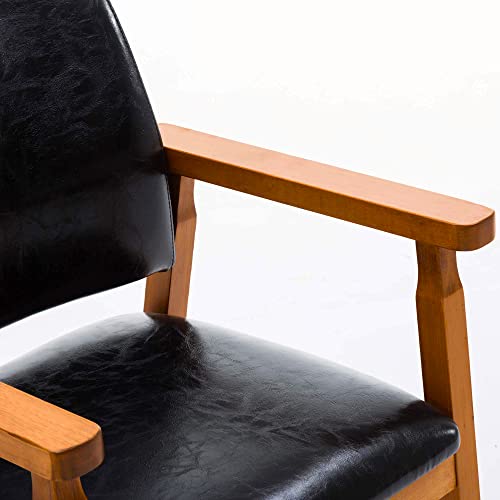 Dagonhil Modern Walnut Dining Arm Chair Accent Chair Armrests Wooden Chair With Leather Cushion Backrest For Kitchen Dining Room(Pack 1) #TOP6