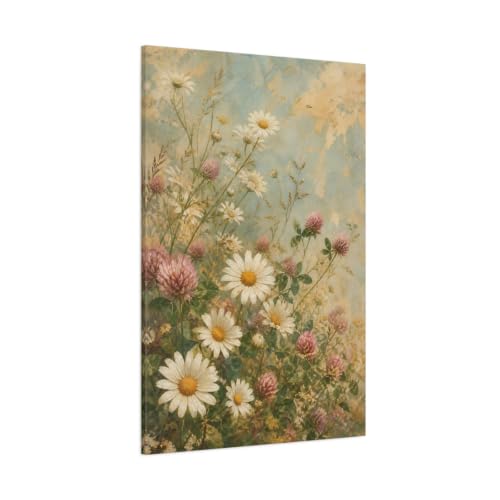 Toile murale Floral Daisies Clover pour habiller un grand mur vide de salon