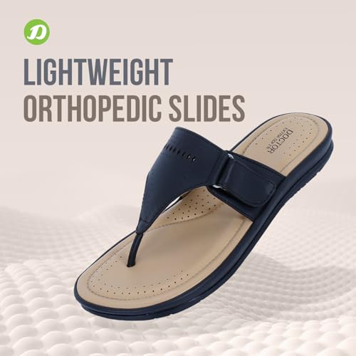 Image of DOCTOR EXTRA SOFT Women's Flat Memory Foam Slippers /Flip-Flops Fashion Stylish Casual Comfortable Diabetic Orthopedic Lightweight Synthetic Slip-On Sandals With Adjustable Strap For Girls D-608