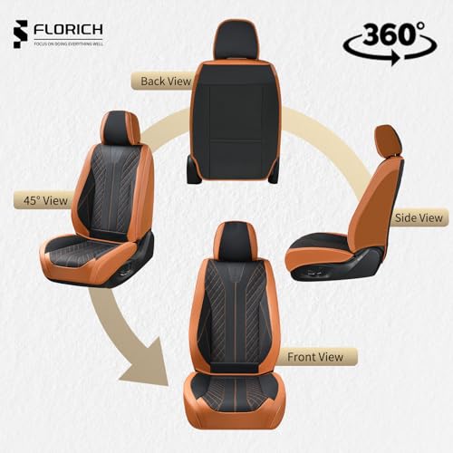 Image of FLORICH Leather Seat Covers for Cars Front Car Seat Cover Premium Automotive Seat Covers Waterproof Car Seat Cushion Protector Universal Fit for Most Cars SUV Trucks, Brown&Black