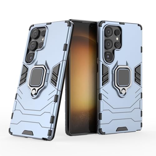 Coque Samsung S25 Ultra antichoc bleue avec support bague réglable