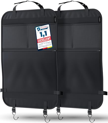 LIONSTRONG Organizador asiento coche   universal multi bolsillo protector trasero del asiento de coche para niños   kick mats (2 SET)