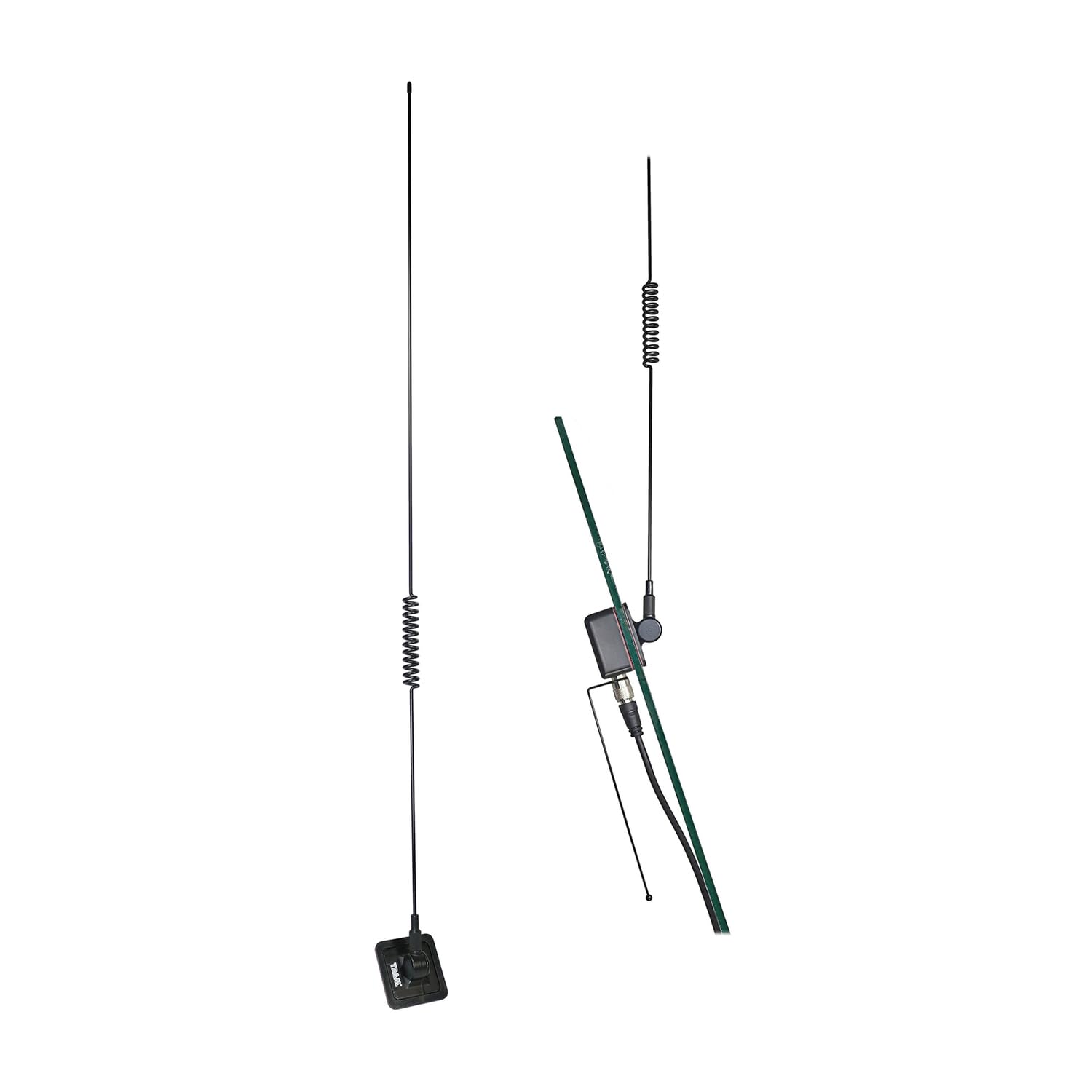 Tram 1192 - Kit de antena de radio amateur presintonizada de doble banda de 50 W a 154 MHz VHF/450 MHz a 470 MHz UHF con soporte de vidrio y cable