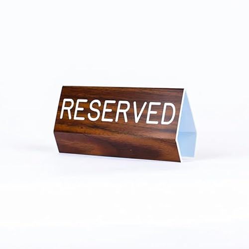 Reserved | Church Pew Reserved Signs | Engraved Lettering 3 Sided 6 X 3 Inches Walnut Wood Grain Finish Reserved Chair Sign