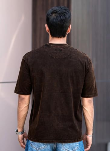 Image of boffi ... 100% Cotton Oversized T-Shirt Unisex Drop Shoulder Optical Washed Street Look Black Pack of 1
