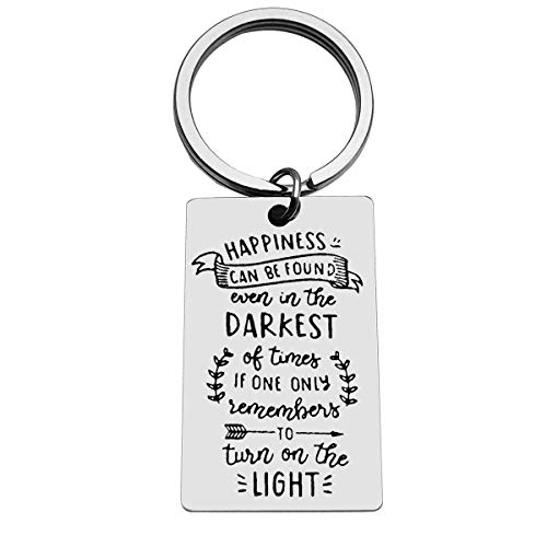 Encouragement Gift Keychain Happiness Can Be Found Even In The Darkest of Times Keyring Inspirational Gifts Recovery Gift Graduation Gifts for Son Daughter Encouragement Christmas Gifts for Teens