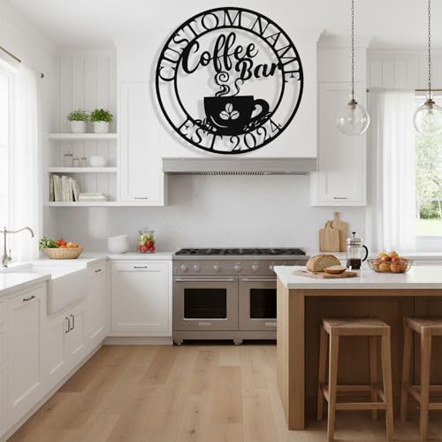 Image of Personalized Coffee Bar Metal Sign, Custom Coffee Signs, Custom Coffee Name Signs for Cafe Station, Coffee Wall Art Decor for Kitchen, Cafe Shop Decor, Cafe Lover Gift