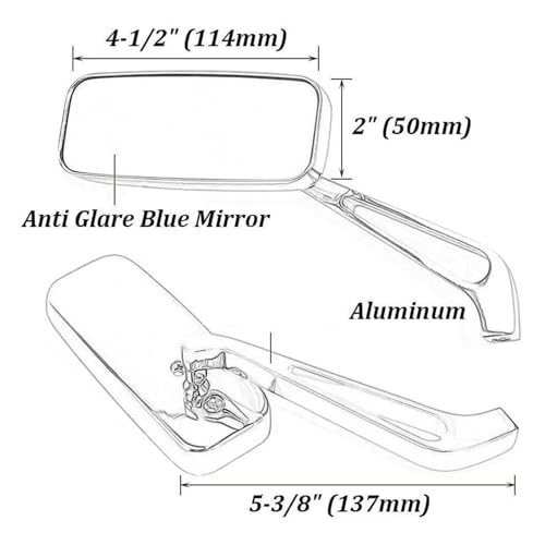 Rétroviseurs de moto argentés avec filetages 8mm et 10mm pour une visibilité maximale