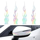 Wogomz 4PCS Car Flame Sticker, Reflective Vinyl Flame Stripe Car Decals, 5.9' Waterproof Flames Safety Stickers for Side Mirror Bumper Motorcycle Helmet Bike Skateboard DIY Decoration (Colorful)