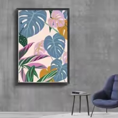 Toile de feuilles de palmier anti-reflet, affiches fleurs rétro noir et blanc pour intérieur mat - 4