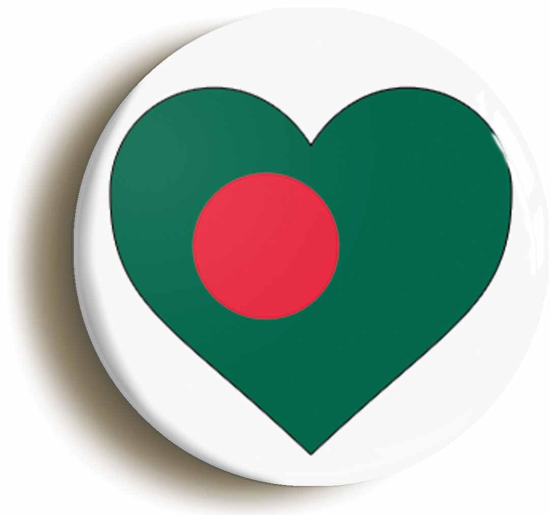 Bangladesh Heart Flag Fridge Magnet (Circular 2inch / 50mm Diameter)