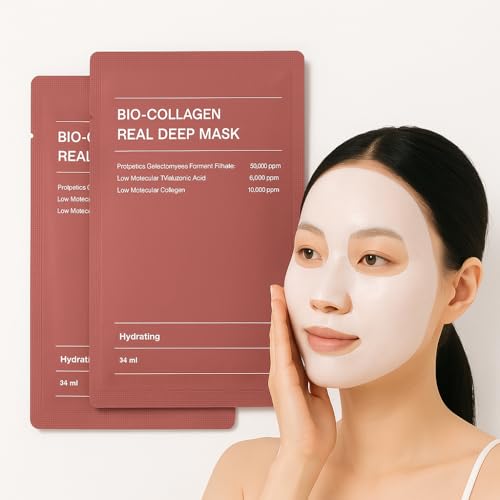 Image of FEXME Bio-Collagen Overnight Face Mask | Korean Glass Skin Hydrogel Mask for Deep Hydration, Anti-Aging, Pore Minimizing & Firming | Hyaluronic Acid, Vitamin E & Niacinamide | Pack of 2