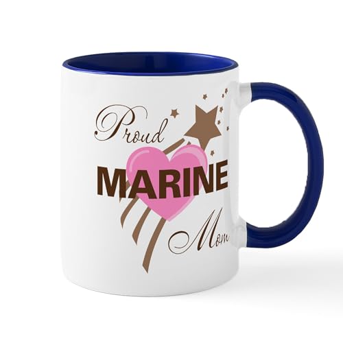 Taza de cerámica 11 oz con diseño Proud Marine Mom miniatura 1