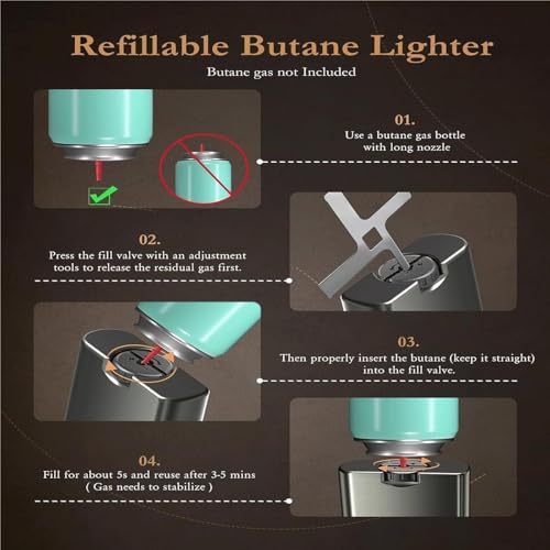 Encendedor de butano recargable, diseño vintage, verde miniatura 5