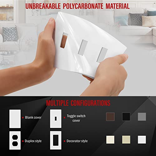 ENERLITES Screwless Triple Toggle Switch Wall Plate, Child Safe Light Switch Cover, Standard Size 3-Gang 4.68" x 6.53", Unbreakable Polycarbonate Thermoplastic, UL Listed, SI8813-W, Glossy, White by ENERLITES - Image 3