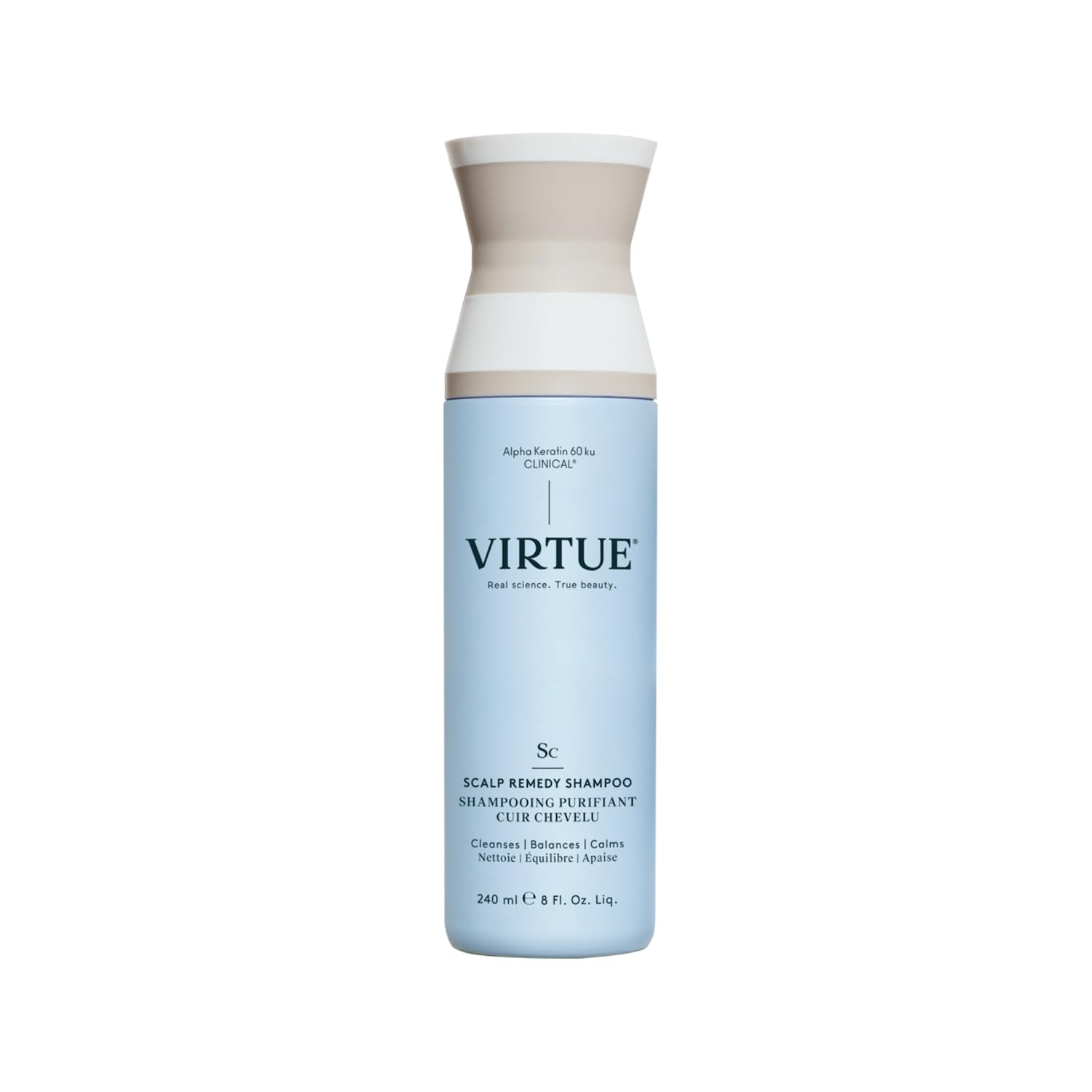 VIRTUE Scalp Remedy Shampoo, Microbiome Balancing for Dry, Oily, and Irritated Scalps, Fragrance Free, Safe for All Hair Types, Color Safe, 8 Fl Oz