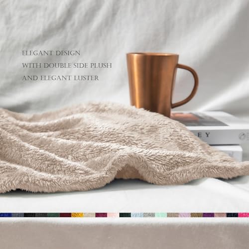 Image of Exclusivo Mezcla Plush Fuzzy Fleece Bed Blanket Twin Size, Super Soft, Fluffy and Warm Blankets for Couch, Bed, All Season (Camel, 90x66 inches)