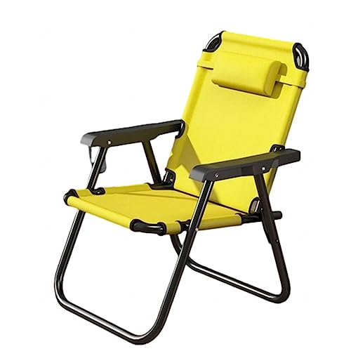 Bekväm Campingstol Fällbar Hopfällbar Stol Lastbar Upp Till 150 Kg Lättviktsfiskestol Med Hög Rygg För Utomhusbruk, Trädgård, Festival,Yellow-L