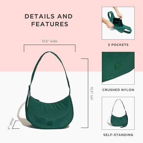 Freshly Picked Zurich Crescent Crossbody Sling Bag, Forest Green3