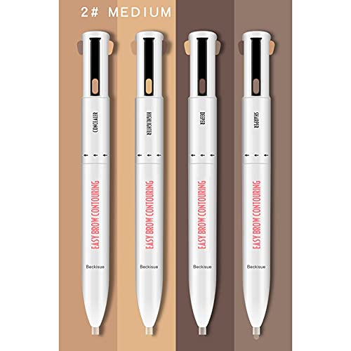 fasloyu Crayon à Sourcils 4-en-1 mettant en Valeur, 4 Couleurs en 1 Stylo à Sourcils pivotant pour Changer de Couleur, Outil de Maquillage pour Les Yeux Longue durée Cover