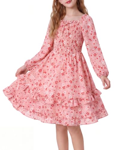 HOZIY HOZIY Girls Fall Dress Floral Midi Dress with Pockets 6-14 Years