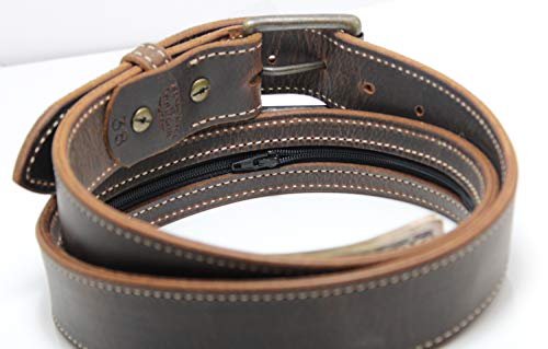 Money Belt, Hidden Zipper Pocket, Travel Security Belt, Full Gain Leather, Amish Made in USA3