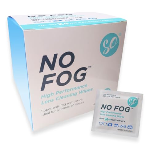 SO No Fog Lens Wipes for Glasses - 100 Pack of High-Performance Spectacle Wipes - Anti Fog Glasses Cleaner Individually Wrapped and Suitable For All Lenses