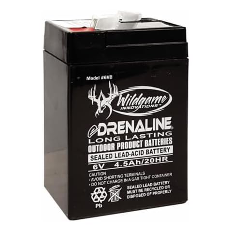 WILDGAME Innovations 6V New Version Edrenaline Rechargeable Battery for Game Feeders Outdoor Long-Lasting Sealed Lead-Acid Tab Style Rechargeable Battery Cover