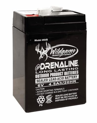 Wildgame Innovations 6V New Version Edrenaline Rechargeable Battery for Game Feeders Outdoor Long-Lasting Sealed Lead-Acid Tab Style Rechargeable Battery