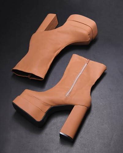 Image of SilverArrow Classy Trendy Comfortable ankel Length Block Heel Zipper Boots for Womens & Girls