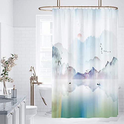 Rideau de douche cube d'eau 3D long étanche anti-moisissure - 3