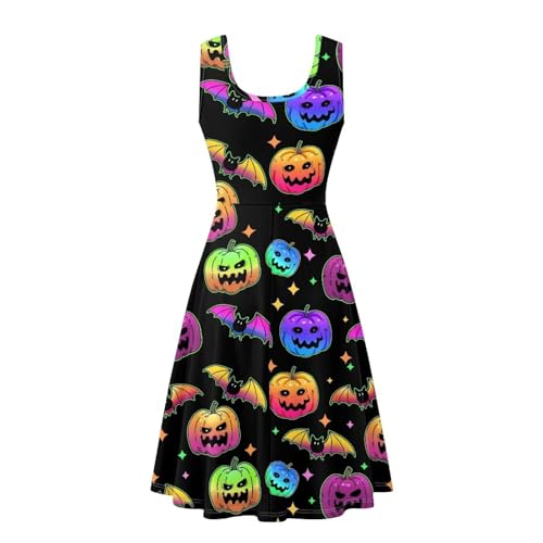 Image of TOADDITDO Women's Sleeveless O Neck Beach A-Line Party Coctail Tank Dresses Flared Sundress