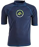 Kanu Surf Men's Mercury UPF 50+ Short Sleeve Sun Protective Rashguard Swim Shirt, Haywire Navy, Medium